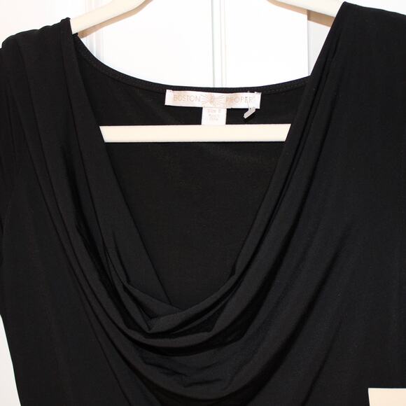 BOSTON PROPER -NWT- Black Cowl Neck Jersey Knit Career Dress | 8 - Picture 4 of 11
